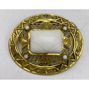 Vintage Brooch Pin White Gold Tone Oval Filigree 1 3/4 in Signed Freirich